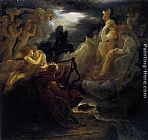 Awakening Canvas Paintings - Ossian Awakening the Spirits on the Banks of the Lora with the Sound of his Harp